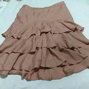 Banana Republic Dusty Rose Silk Ruffled Skirt